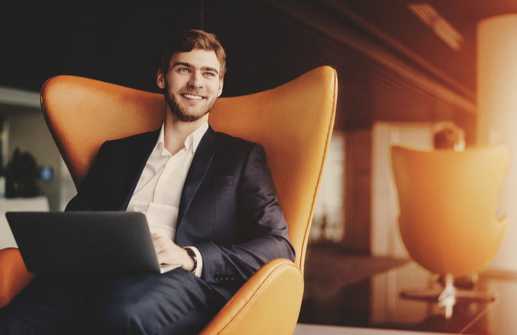 Businessman with his computer Businessman with his computer