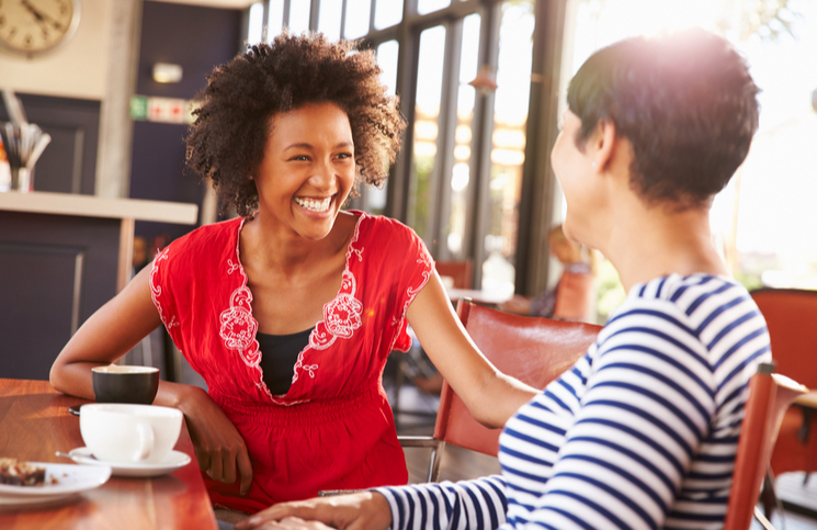Entrepreneur talking with her friend