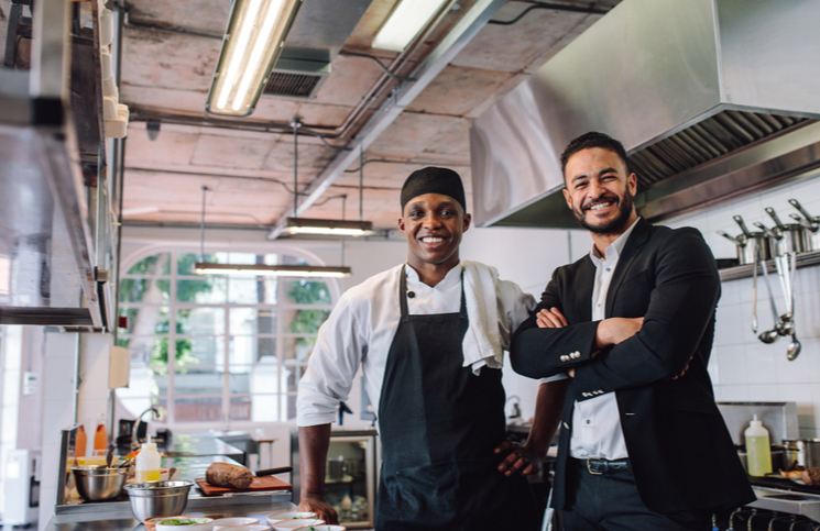 Small restaurant with the owner and the chef Small restaurant with the owner and the chef